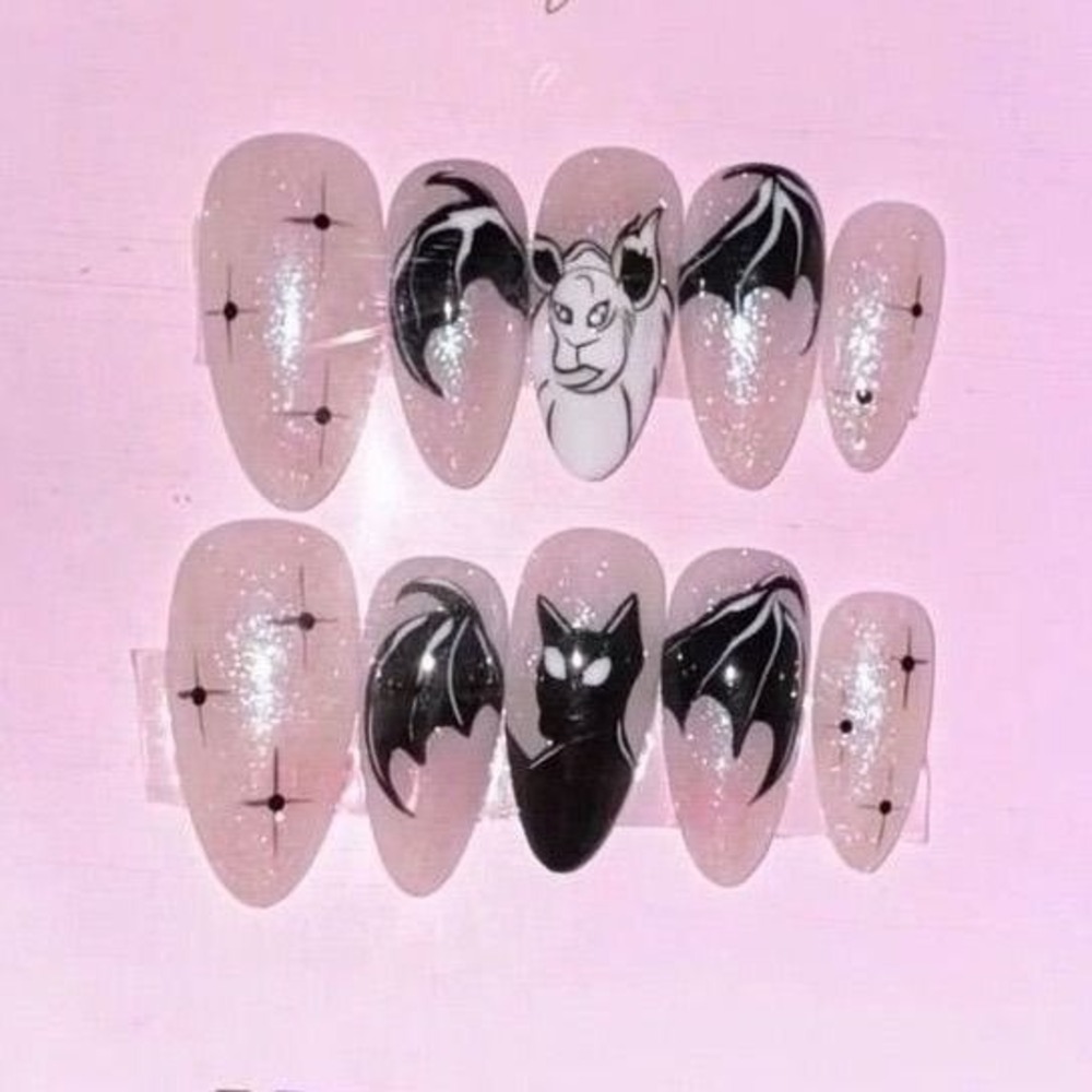 Hand Painted Dracula Bat Press On Nails